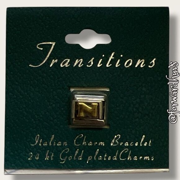 Bundle Sale 3 for $15 | Transitions Italian “N” Charm 24 Kt Gold Plated - Picture 3 of 8